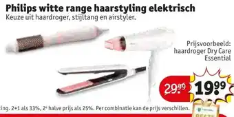 Kruidvat Philips witte range haarstyling elektrisch Keuze uit haardroger, stijltang en airstyler. aanbieding