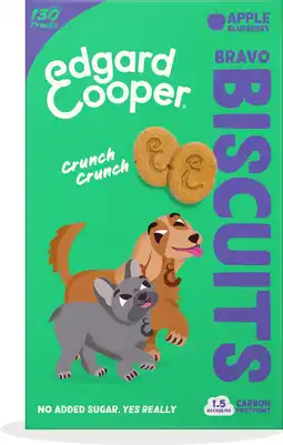Intratuin Edgard & Cooper hondensnack Bravo Biscuits appel / blauwe bes 400 gram aanbieding