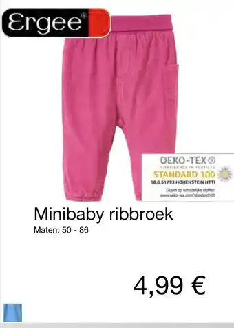 Kik Ergee Minibaby ribbroeken 50-86 aanbieding