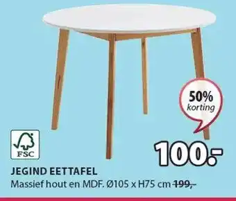 Jysk JEGIND EETTAFEL aanbieding