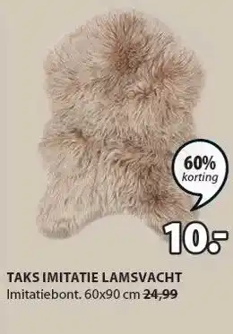 Jysk TAKS IMITATIE LAMSVACHT aanbieding