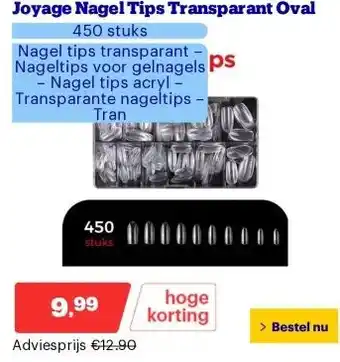 Bol.com Joyage Nagel Tips Transparant Oval aanbieding