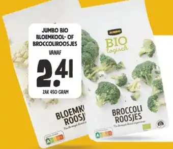 Jumbo BIO BLOEMKOOL OF BROCCOLIROOSJES 450g aanbieding