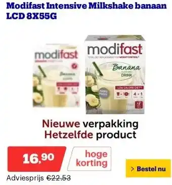 Bol.com Modifast Intensive Milkshake banaan LCD 8X55G aanbieding