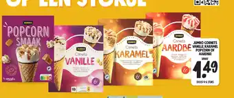 Jumbo JUMBO CORNETS VANILLE KARAMEL  POPCORN OF AARDBEI aanbieding