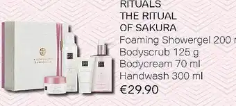 Pour Vous Rituals the ritual of sakura : foaming showergel, bodyscrub, bodycream of handwash aanbieding