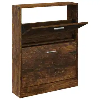 Blokker vidaXL Schoenenkast 59x17x81 cm bewerkt hout gerookt eikenkleurig aanbieding