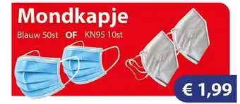 Die Grenze Mondkapje blauw 50st of kn95 10st aanbieding