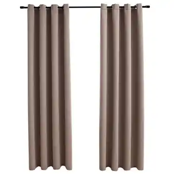 Blokker vidaXL Gordijn verduisterend met metalen ringen 2 st 140x175 cm taupe aanbieding