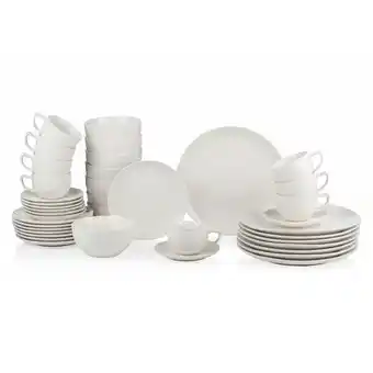 Blokker alpina serviesset 8 Persoons - Aardewerk Servies 40-Delig - Bordenset met Ontbijtborden, Kommen, Kopjes en Schotels aanbieding