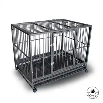 Blokker 4animalz Heavy Duty Hondenbench Hammerite XXL met wielen 124x84x95cm aanbieding