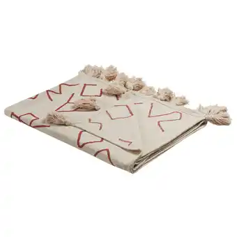 Blokker Beliani BHIWANI - Plaid-Beige-Katoen aanbieding