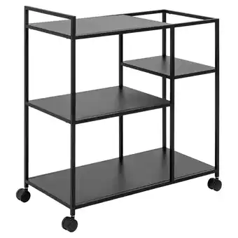 Blokker Newbor salontafel Trolley met 3 legborden zwart aanbieding