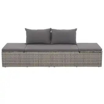 Blokker The Living Store Loungebed - Grijs Donkergrijs PE Rattan - 195x60x60 cm - Verstelbare rugleuning aanbieding