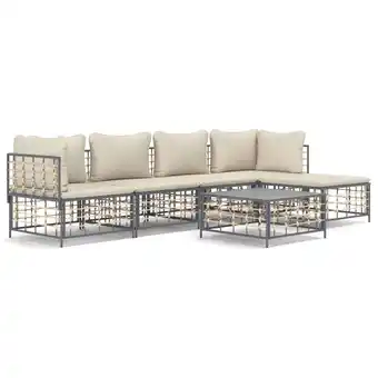 Blokker The Living Store Loungeset Modern - Antraciet - Poly rattan - 72 x 72 x 66 cm (B x D x H) - Weerbestendig aanbieding