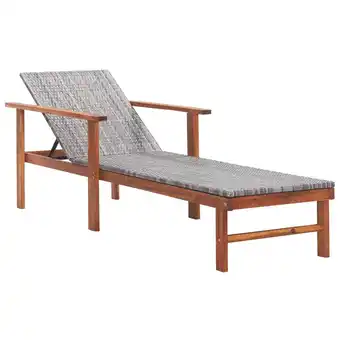 Blokker The Living Store Ligbed - Poly Rattan - Grijs - 200x55x56 cm - Met kussens - Weerbestendig aanbieding