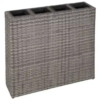 Blokker The Living Store Verhoogde Tuinbak - Rattan - 2 Potten + 8 Verwijderbare Potten - 79x22x76cm - Grijs aanbieding