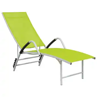 Blokker The Living Store Lounger Groen - Textileen/Aluminium - (170-193) x 60.5 x (96-51) cm - Verstelbaar aanbieding