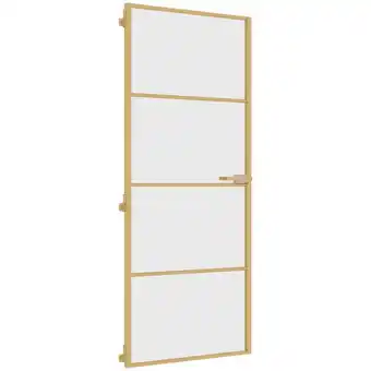 Blokker vidaXL Binnendeur smal 83x201,5 cm gehard glas en aluminium goudkleur aanbieding