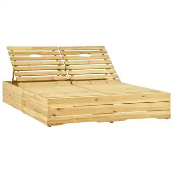 Blokker The Living Store 2-persoons Tuinbed - Grenenhout - Houten Loungebed - 198 x 135 x (30-75) cm - Verstelbare Rugleuning aanbieding