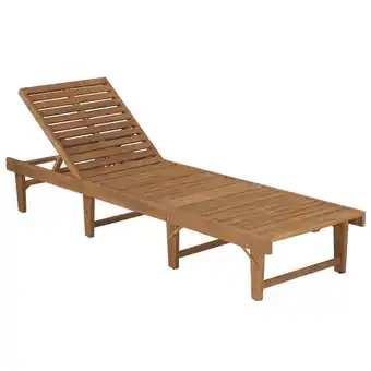 Blokker The Living Store Ligstoel Acacia - Houten Ligbed - Antraciet Kussen - 200x61x30/86cm aanbieding