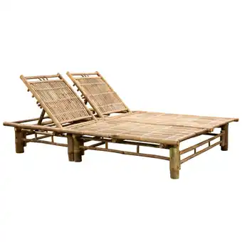 Blokker The Living Store Ligstoel Bamboo - 200x130x(24-87) cm - Blauwe kussens aanbieding