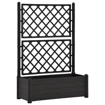 Blokker The Living Store Tuinbak met Trellis - Antraciet - 100 x 43 x 142 cm - 90 L aanbieding