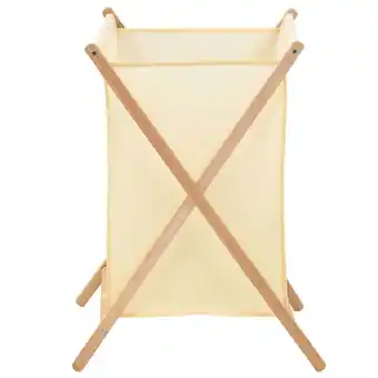 Blokker The Living Store Inklapbare Wasmand - Cederhouten Frame - Beige - 42 x 41 x 64 cm aanbieding