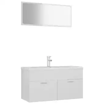 Blokker The Living Store Badkamermeubelset - Hoogglans wit - 90 x 38.5 x 46 cm - Keramieken wastafel - Inclusief spiegel aanbieding