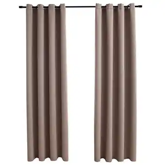 Blokker vidaXL Gordijn verduisterend met metalen ringen 2 st 140x225 cm taupe aanbieding