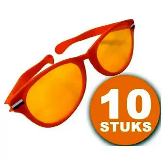 Blokker Oranje Feestbril 10 stuks Oranje Bril Megabril Feestkleding EK/WK Voetbal Oranje Versiering Versierpakket aanbieding