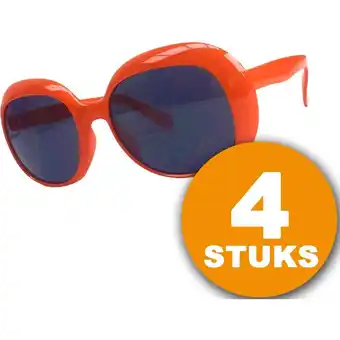 Blokker Oranje Feestbril 4 stuks Oranje Bril Partybril Julie Feestkleding EK/WK Voetbal Oranje Versiering Versierpakket aanbieding