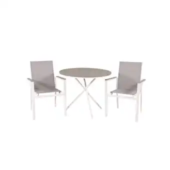 Blokker Parma tuinmeubelset tafel Ø90cm en 2 stoel Parma wit, grijs, crèmekleur aanbieding