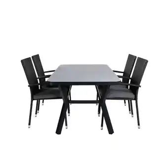 Blokker Virya tuinmeubelset tafel 90x160cm en 4 stoel Anna zwart, grijs aanbieding