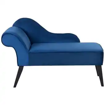 Blokker Beliani BIARRITZ - Chaise longue-Blauw-Fluweel aanbieding