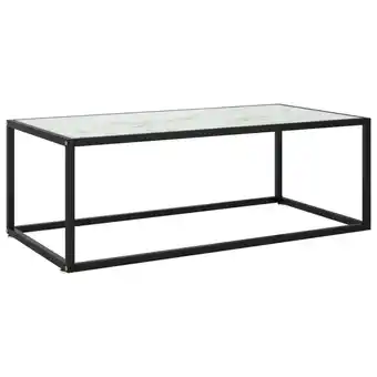 Blokker vidaXL Salontafel met wit marmerglas 100x50x35 cm zwart aanbieding