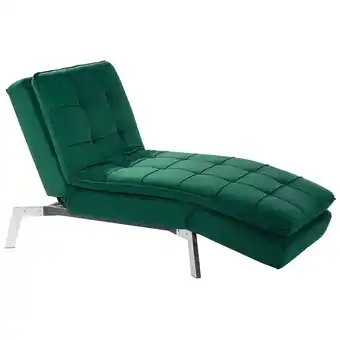 Blokker Beliani LOIRET - Chaise longue-Groen-Fluweel aanbieding