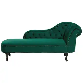 Blokker Beliani NIMES - Chaise longue-Groen-Fluweel aanbieding