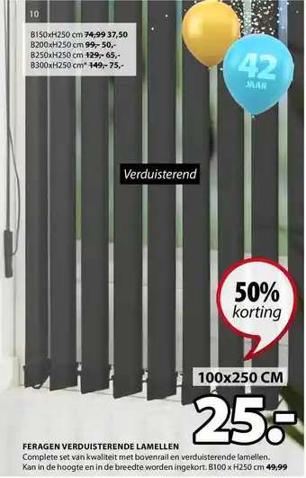 Jysk Feragen verduisterende lamellen 100x250 Cm 50% Korting aanbieding