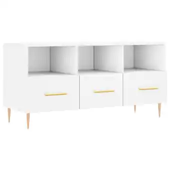 Blokker The Living Store TV-meubel - - Televisiekast - 102 x 36 x 50 cm - Wit - Bewerkt hout en ijzer aanbieding