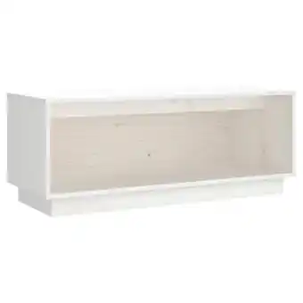 Blokker The Living Store Zwevend TV-meubel - Grenenhout - Wit - 90x35x35 cm - Opbergruimte - Display functie aanbieding