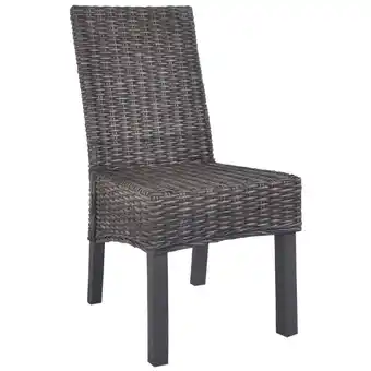 Blokker The Living Store Kubu Rattan Eetkamerstoelen - 46 x 61 x 93 cm - Bruin met greywash - Set van 4 aanbieding