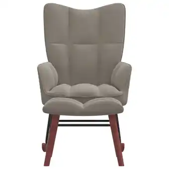 Blokker The Living Store Schommelfauteuil met voetenbank - fluweel - lichtgrijs - 61x78x98 cm aanbieding