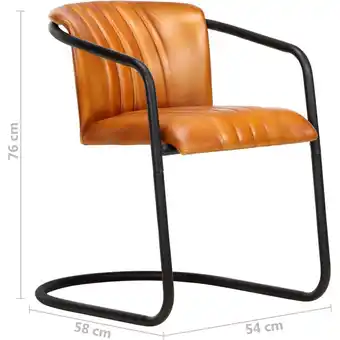 Blokker The Living Store Eetkamerstoelen - Tan - IJzeren frame - Echt leer - 4-delige set aanbieding