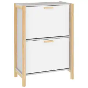 Blokker The Living Store Schoenenkast - Wit - 57.5 x 33 x 80 cm - Duurzaam hout - Stabiele houten poot aanbieding