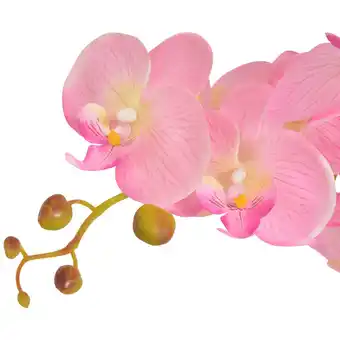 Blokker The Living Store Kunst Orchidee - Levensecht - Decoratieve kunstplant - 65 cm hoog - 4 bladeren - 21 bloemen - Roze aanbieding