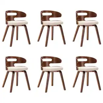 Blokker The Living Store Eetkamerstoelen - Set van 6 - Crème en Donkerbruin - Kunstleer - 48x49x68cm aanbieding