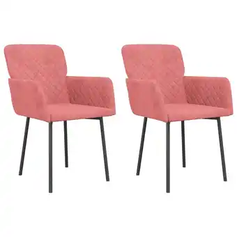 Blokker The Living Store Eetkamerstoelen 2 st fluweel roze - Eetkamerstoel aanbieding