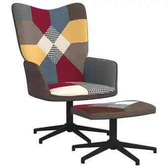 Blokker The Living Store Relaxstoel Patchwork - Stoel 62x68x98 cm - Voetenbank 47x32x38.5 cm - Meerkleurig aanbieding