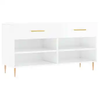 Blokker The Living Store Schoenenbank - Hoogglans Wit - 102 x 35 x 55 cm - Met lades en planken - Duurzaam hout en ijzer aanbieding